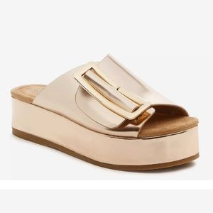 Kelsi Dagger Gold Platform Sandals